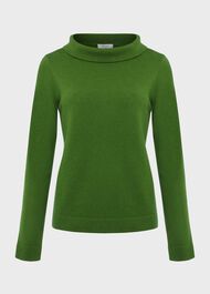 Audrey Wool Cashmere Jumper, Emerald Green, hi-res
