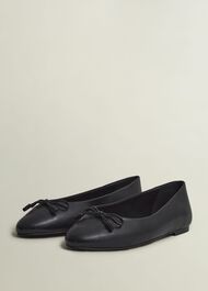 Priya Leather Ballerina, Black, hi-res
