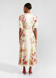 Petite Aurelia Floral Silk Dress, Cream Multi, hi-res