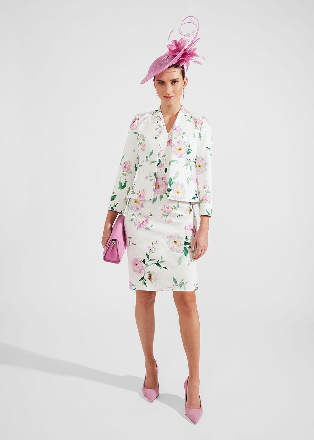 Cambridge Suede Clutch Bag, Carnation Pink, hi-res