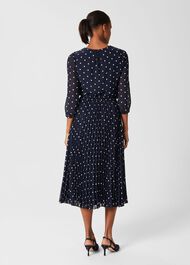 Losie Spot Pleated Skirt, Navy Ivory, hi-res