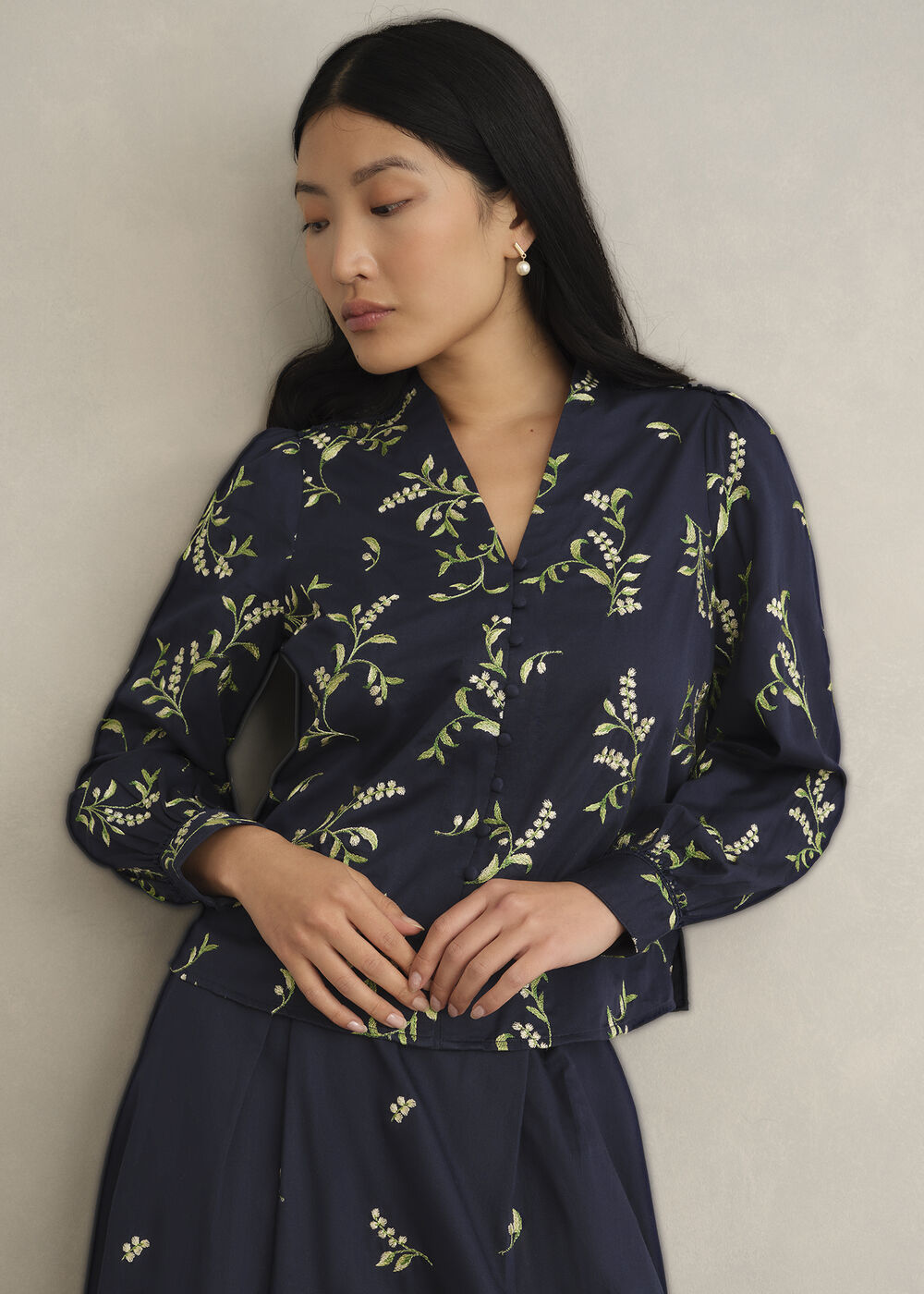Annie Floral Embroidered Top, Midnight Multi, hi-res