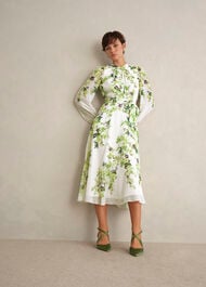 Petite Pia Silk Floral Dress, Ivory Multi, hi-res