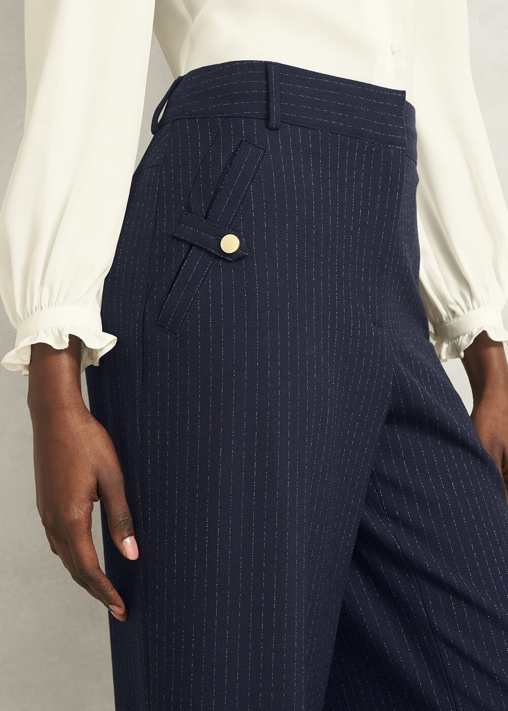 Alisa Wide Pants, Navy Ivory, hi-res