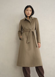 Petite Livia Wool Wrap Coat, Neutral, hi-res