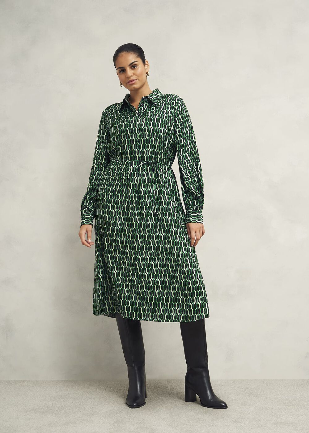 Petite Florian Dress, Navy Green, hi-res