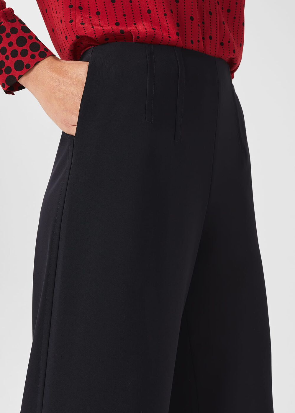 Jaya Wide Leg Trousers, Navy Blue, hi-res