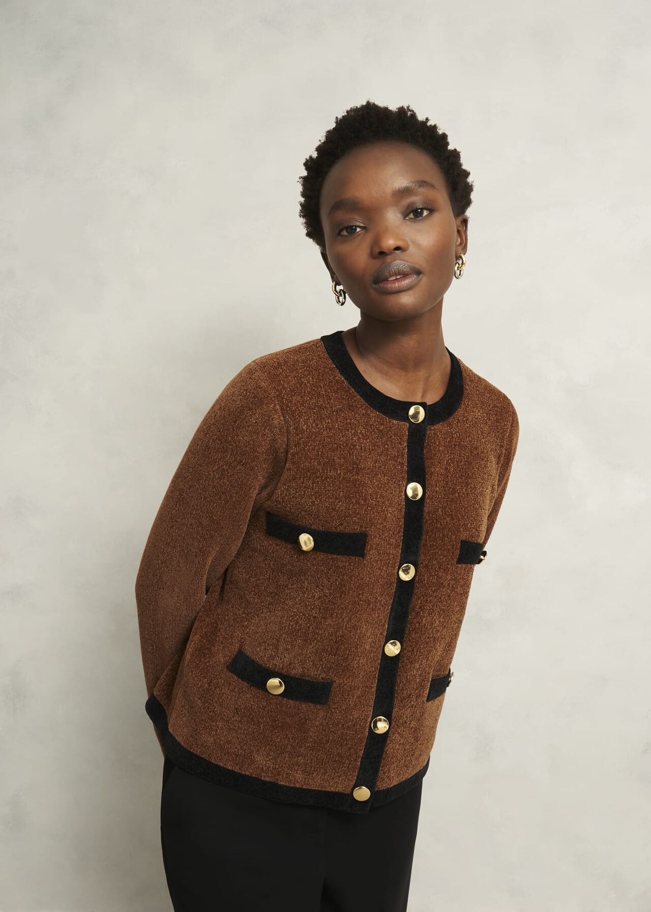 Bryony Knitted Jacket, Toffee Black, hi-res