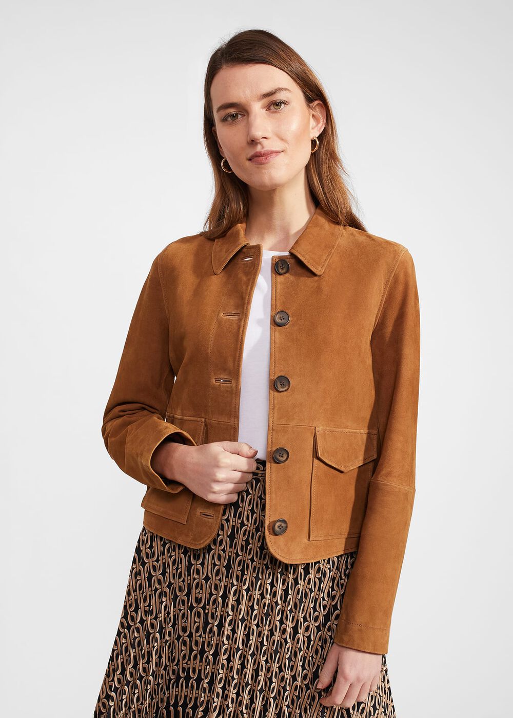 Ashlee Suede Jacket, Tan, hi-res