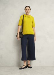 Camilla Cotton Sweater, Gold Chartreuse, hi-res