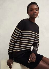 Destiny Sparkle Stripe Sweater , Black Multi, hi-res