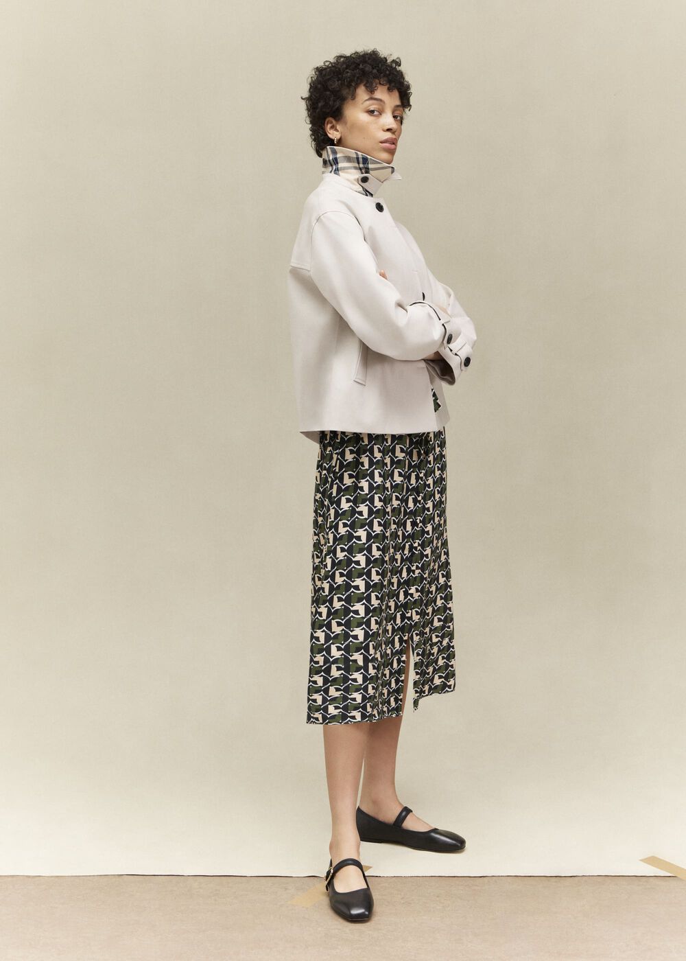 Frida Shower Resistant Short Trench Coat, Buff Grey, hi-res