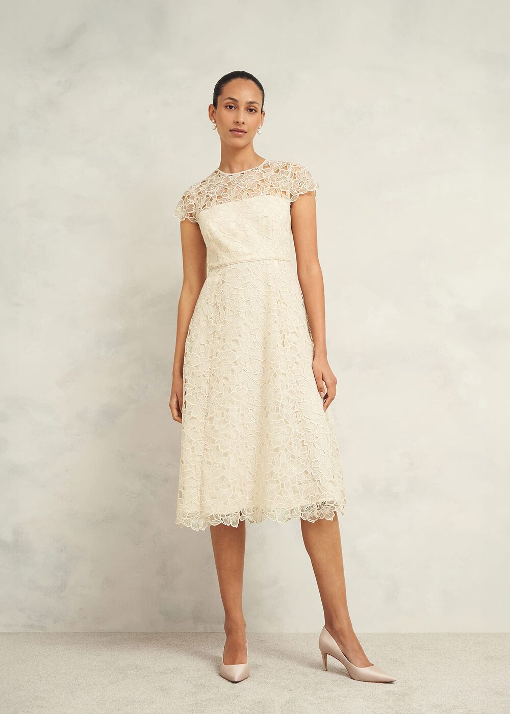 Johanna Lace Dress, Oyster, hi-res