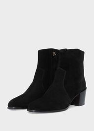 Hester Western Ankle Boots, Black, hi-res