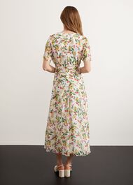 Tegan Silk Dress, Ivory Multi, hi-res