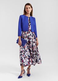 Carly Gathered Neck Floral Dress, Navy Pink Multi, hi-res