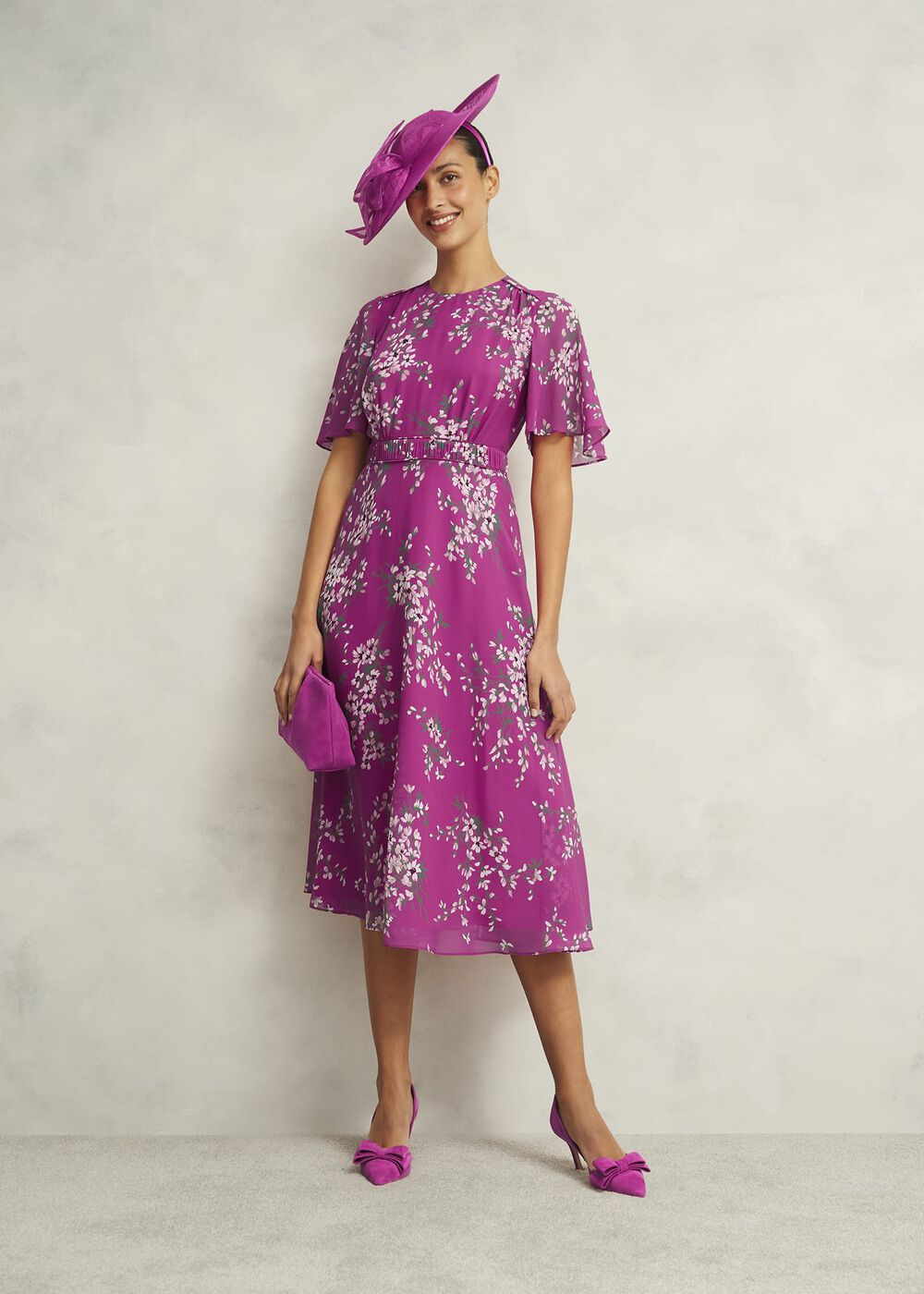Petite Bronwyn Silk Dress, Pink Multi, hi-res