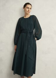 Loren Jacquard Dress, Evergreen, hi-res