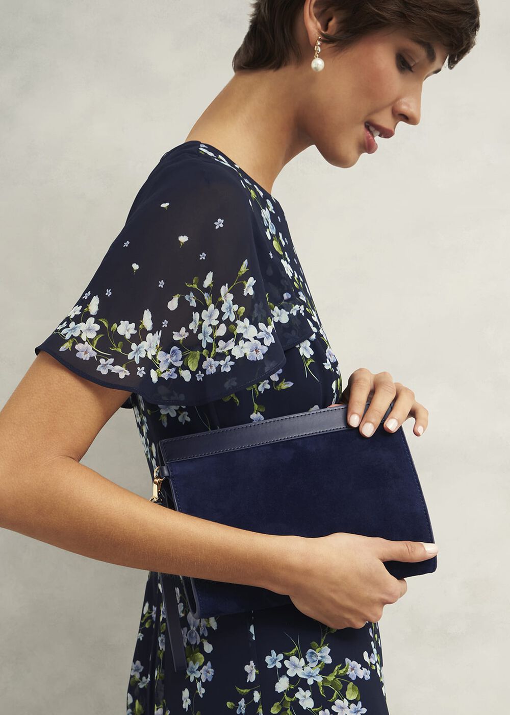 Catherine Suede Wristlet, Midnight Navy, hi-res
