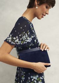 Catherine Suede Wristlet, Midnight Navy, hi-res