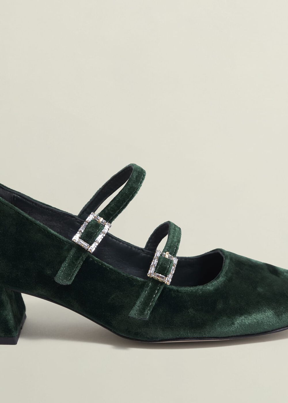 Rosaleen Velvet Heeled Mary Janes, Ponderosa Green, hi-res