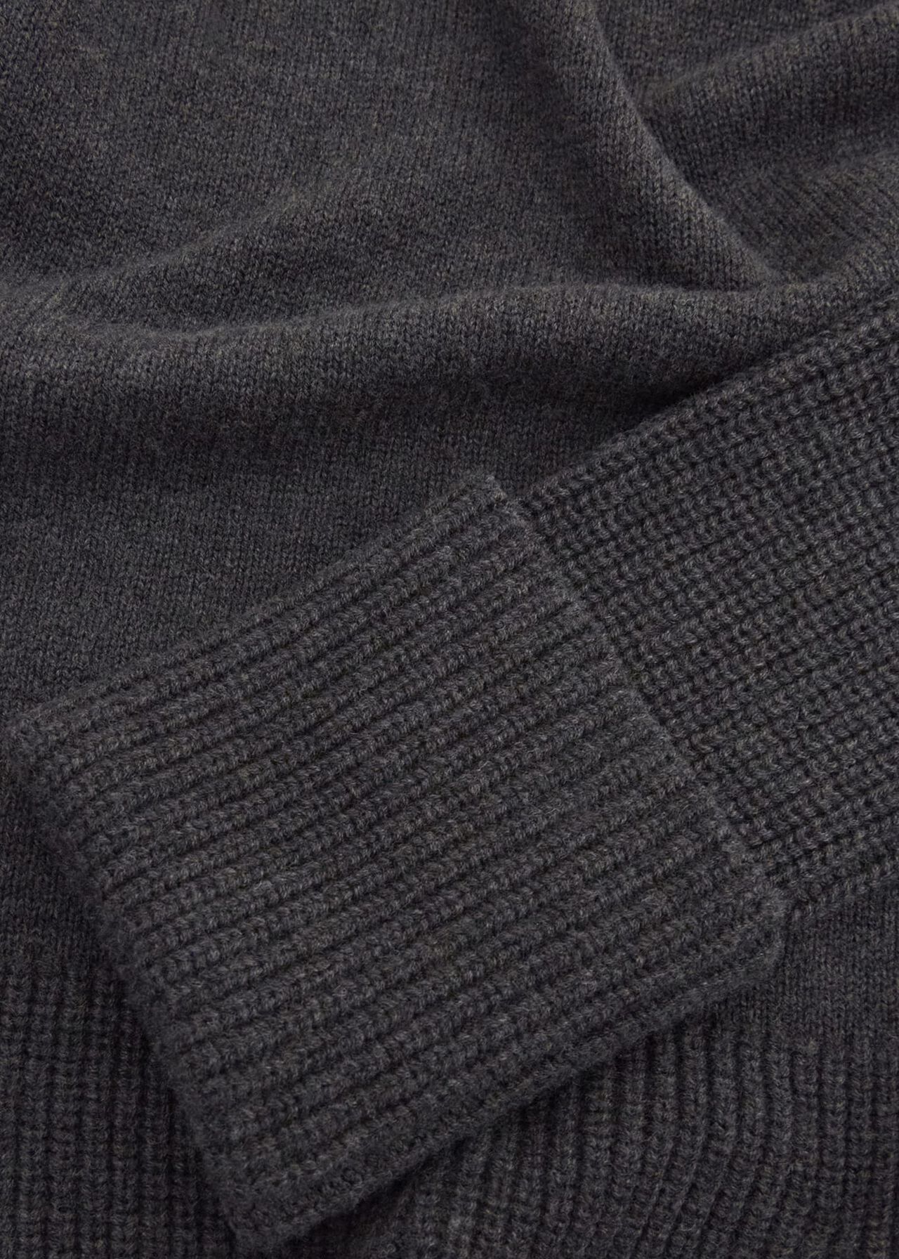 Gaskell Co-Ord Wool Cotton Sweater, Dark Grey Marl, hi-res