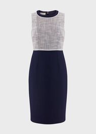Petite Laurie Dress With Cotton, Navy Ivory, hi-res