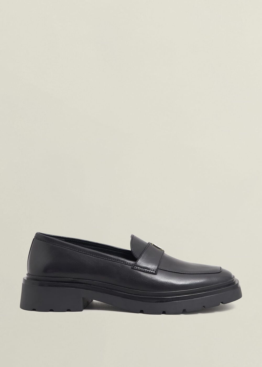 Saige Leather Loafers, Black, hi-res