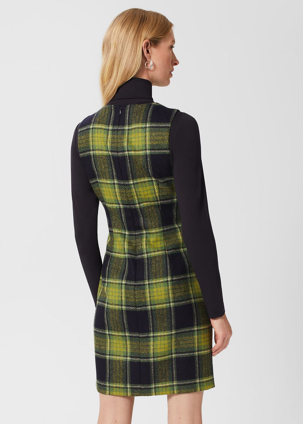 Amaris Wool Dress, Green Navy, hi-res