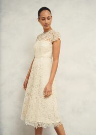 Johanna Lace Dress, Oyster, hi-res