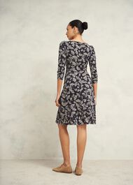 Petite Ginny Jersey Dress, Navy Cream, hi-res