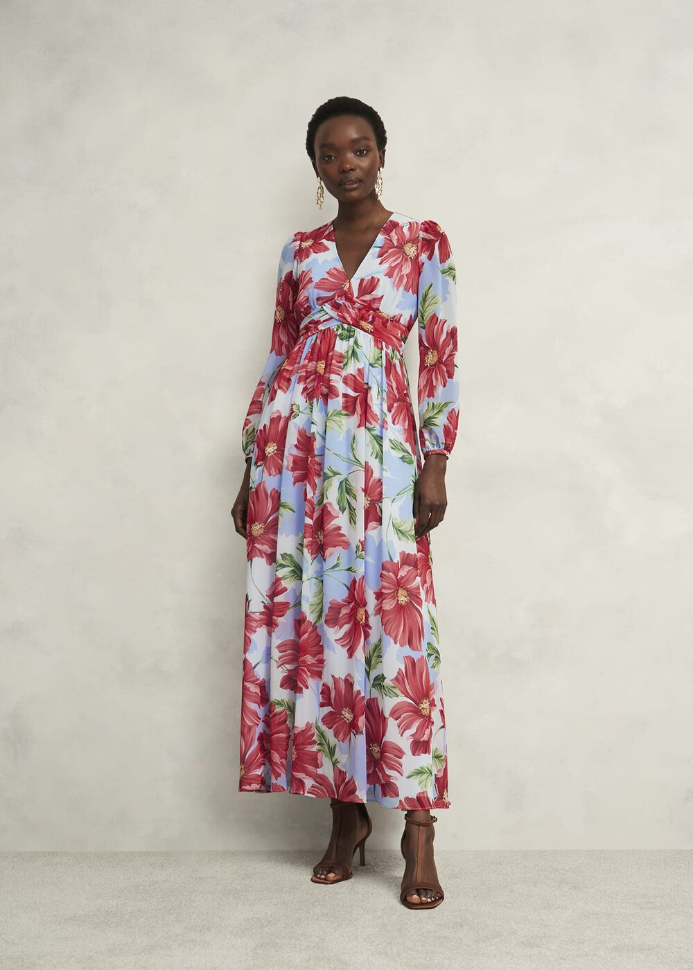 Amelie Twist Detail Dress, Blue Red, hi-res