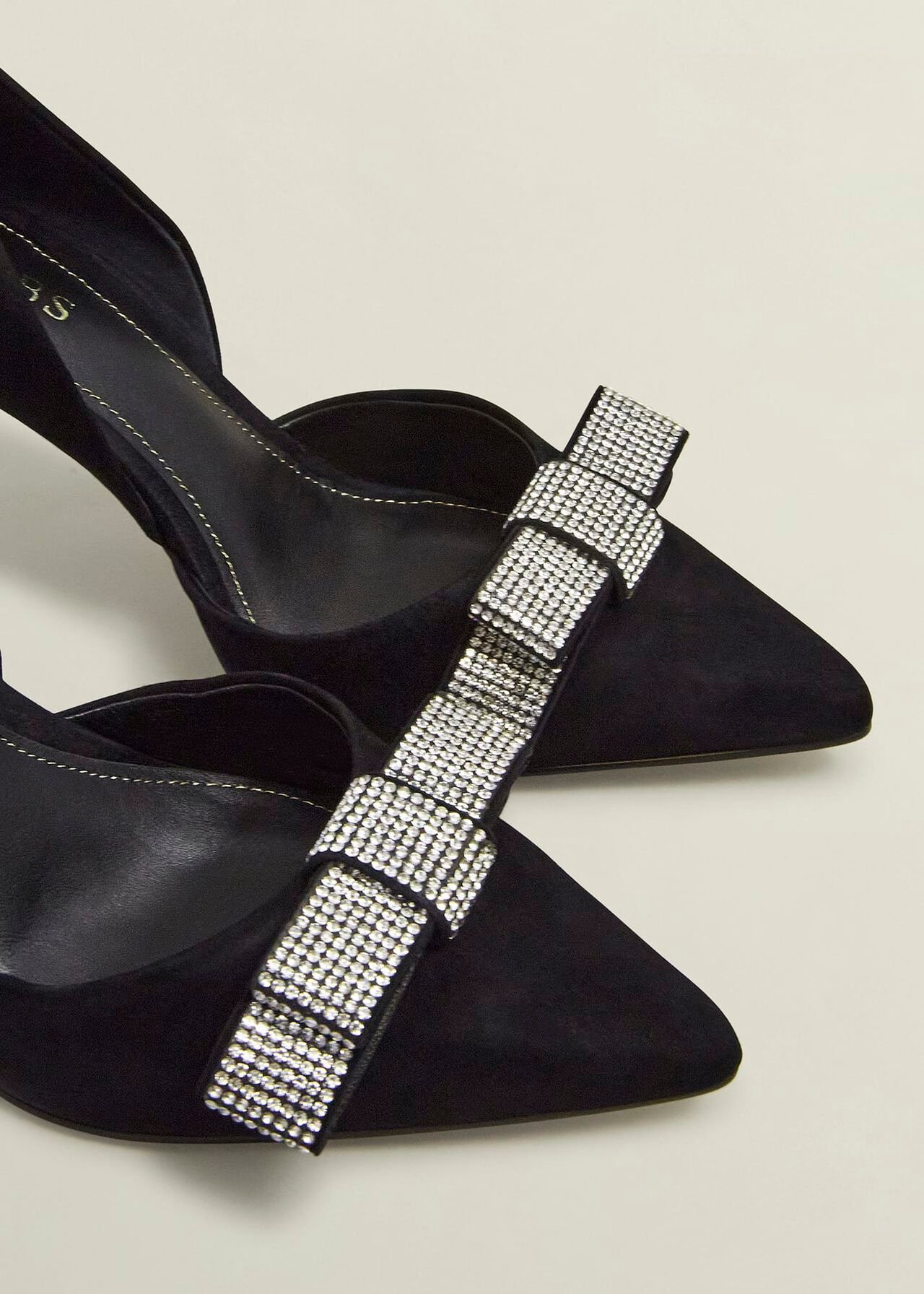 Elva Jewelled Bow Courts, Black, hi-res
