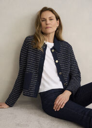 Sasha Knitted Jacket, Navy, hi-res