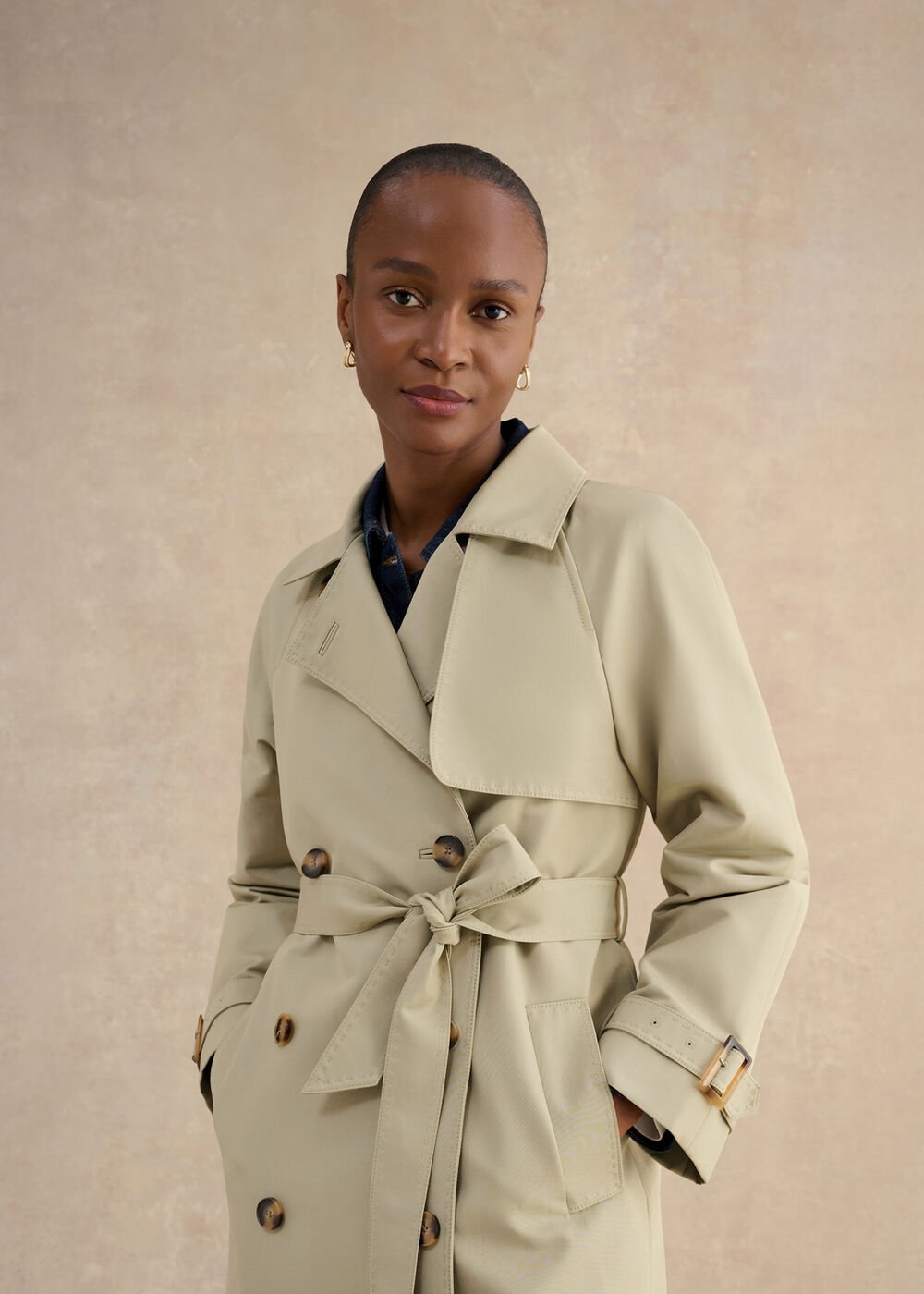 Sage Green Trench Coat , Pale Sage Green, hi-res