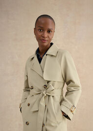 Sage Green Trench Coat , Pale Sage Green, hi-res