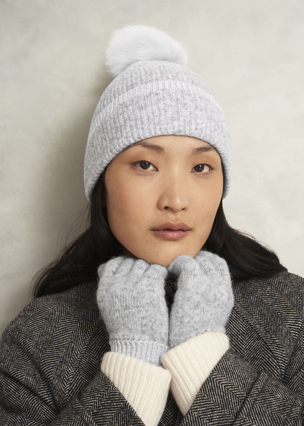 Carys Knit Hat, Light Grey, hi-res