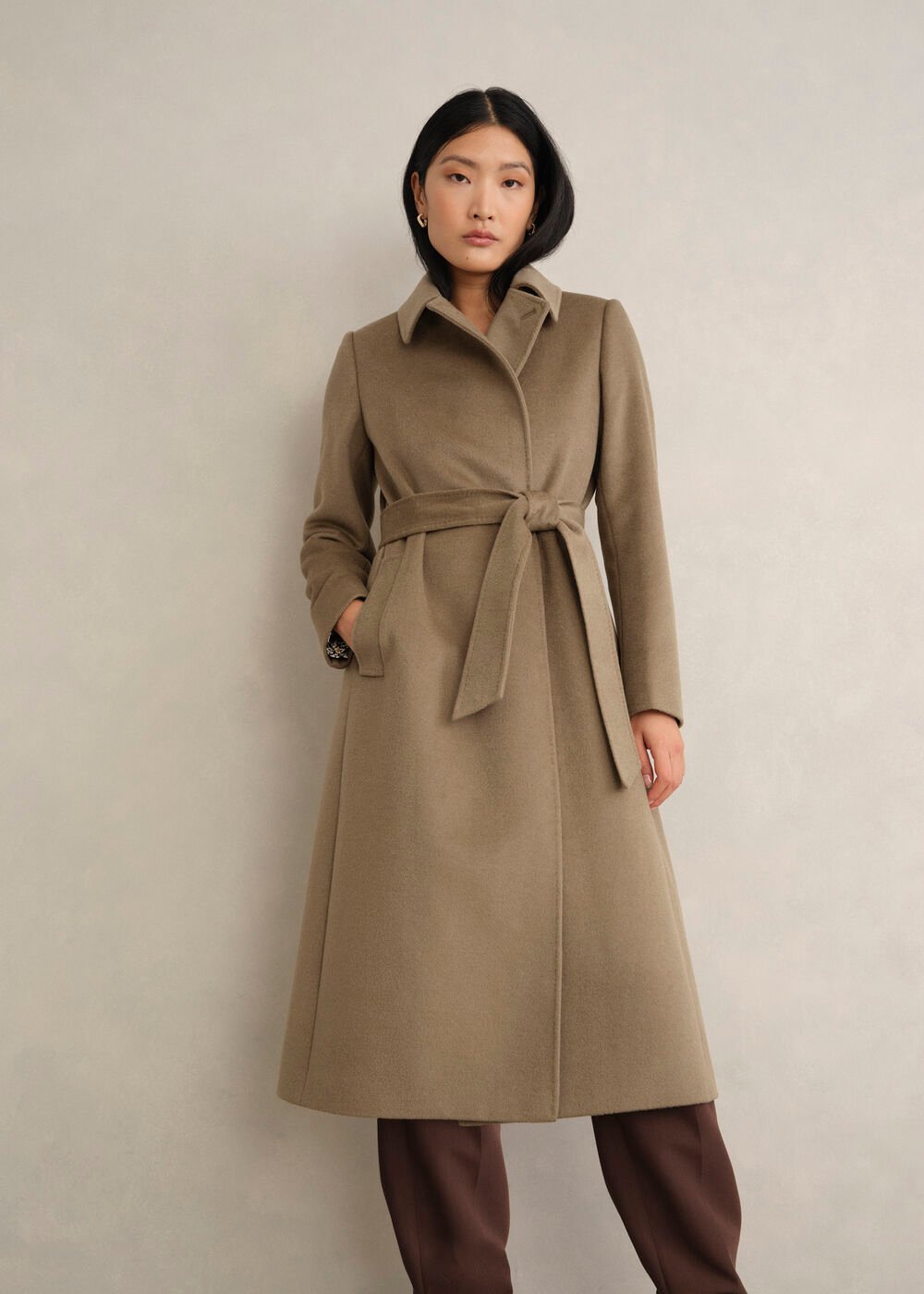 Livia Wool Wrap Coat, Neutral, hi-res