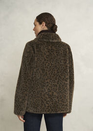 Dania Leopard Faux Fur Coat, Brown Multi, hi-res