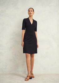 Emilia Ponte Dress, Navy, hi-res