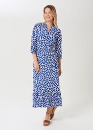 Magda Spot Shirt Dress, Cobalt White, hi-res