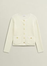 Adela Cotton Knitted Jacket , Warm Ivory, hi-res
