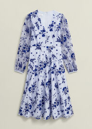 Petite Ella  Embroidered Dress, Midnight Blue, hi-res