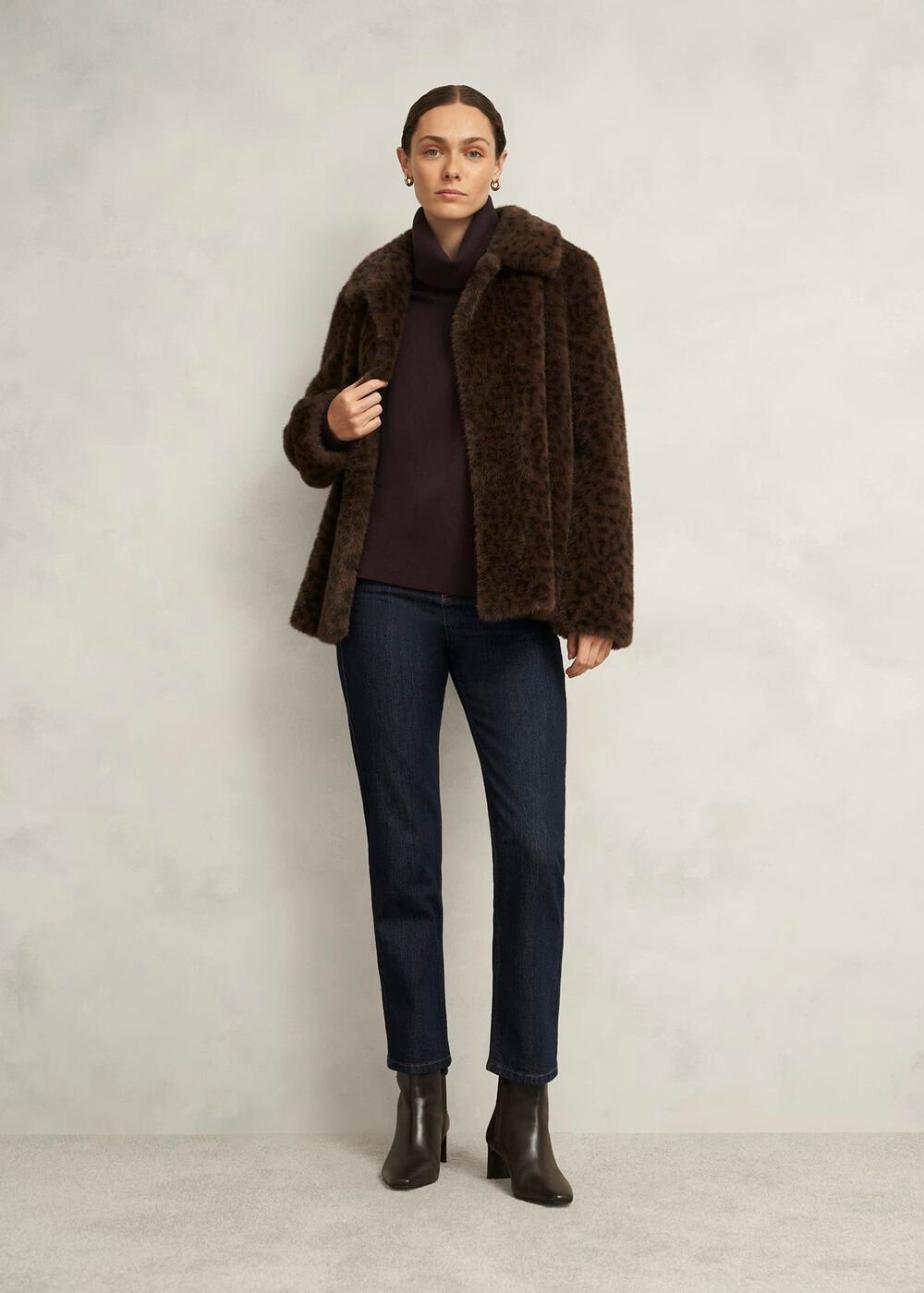 Yvette Roll Neck Knitted Sweater, Alder Brown, hi-res