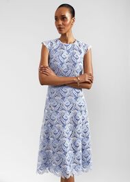 Phoebe Lace Midi Dress, Blue Ivory, hi-res