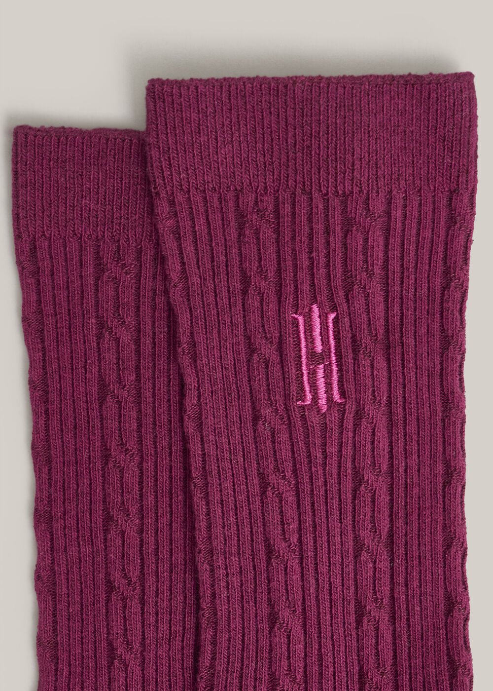 Cable Knit Single Socks, Beetroot Pink, hi-res