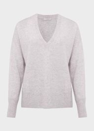 Jessa V Neck Cashmere Sweater, Pale Grey Marl, hi-res