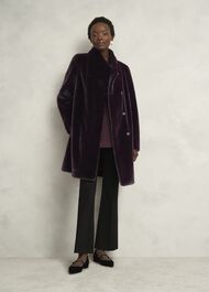 Tarini Faux Fur Coat, Wine, hi-res