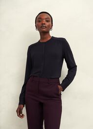 Alana Jersey Blouse, Hobbs Navy, hi-res