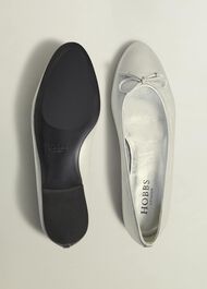 Priya Leather Ballerina, Silver Metallic, hi-res
